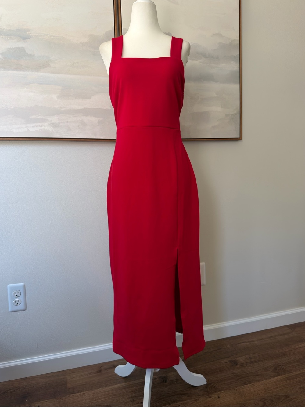 Petal & Pup Red Square Neck Midi Dress Size 12